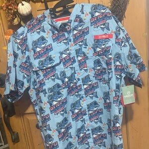 Magellan Outdoors Blue Graphic Button Down Shirt